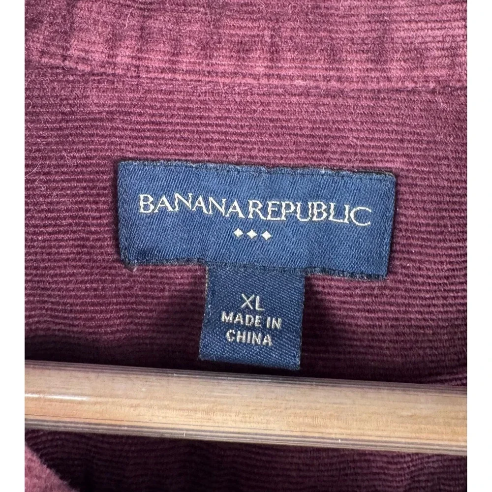 Banana Republic Burgundy Corduroy Long Sleeve Button shirt sz‎ XL preppy